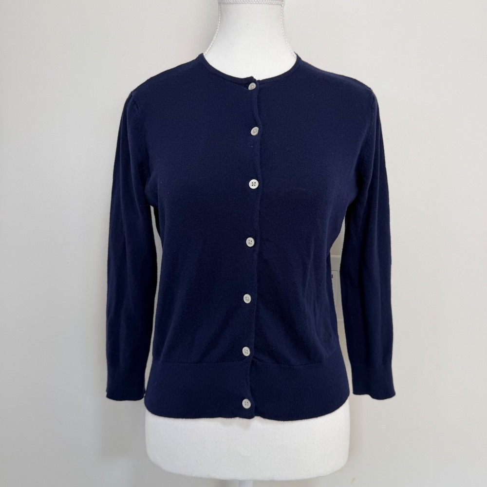 Lauren Ralph Lauren Button Front Cardigan Womens Small Navy Blue Preppy Classic